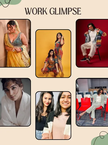 A glimpse into the variety of my styling work. This collage features everything from traditional Indian wear for a festive look to contemporary outfits for influencers and models.