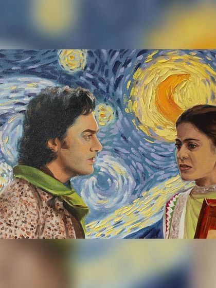 A creative piece combining the iconic movie 'Fanaa' with Van Gogh's 'Starry Night'.