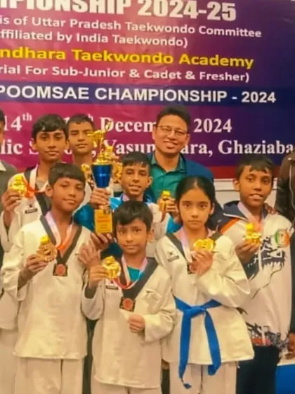 A team that trains together, wins together. I am so proud to be surrounded by my students after a successful run at the Ghaziabad District Taekwondo Championship. Look at all those medals!