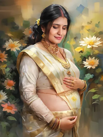 An example of my digital artistry, where I transform a beautiful maternity photo into a timeless, painted-style portrait. This is perfect for creating a unique piece of art to hang in your home.