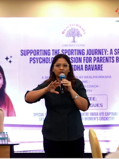 Sports psychologist Mugdha Bavare leading a session at our workshop. We bring in top experts to provide parents with actionable insights on supporting their child's sporting journey.