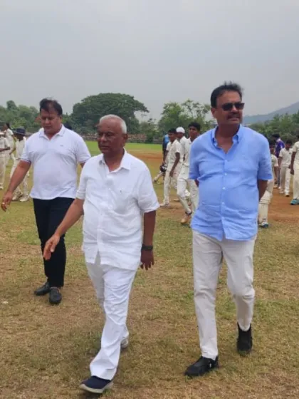 Walking on the field with Shri Ramsheth Thakur, overseeing the preparations for the tournament.