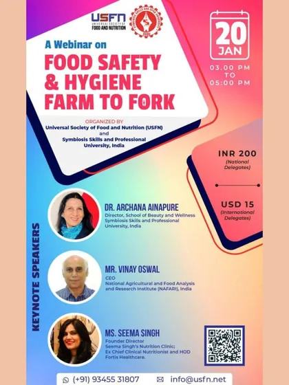 As a keynote speaker for a webinar on Food Safety & Hygiene, I shared my thoughts on preventing food-borne diseases. Ensuring food safety from farm to fork is essential for public health.