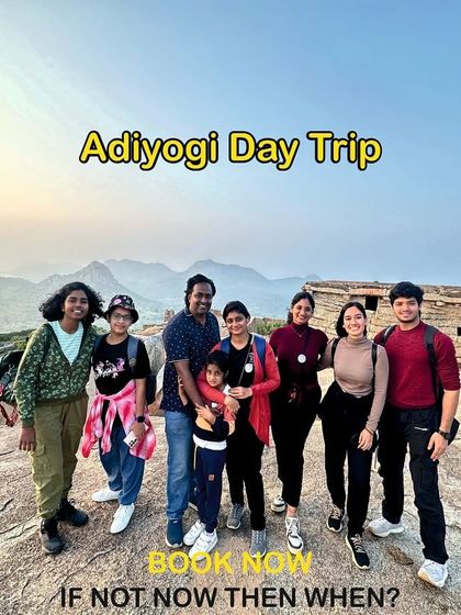 A promotional graphic for our Adiyogi Day Trip, perfect for families and groups.