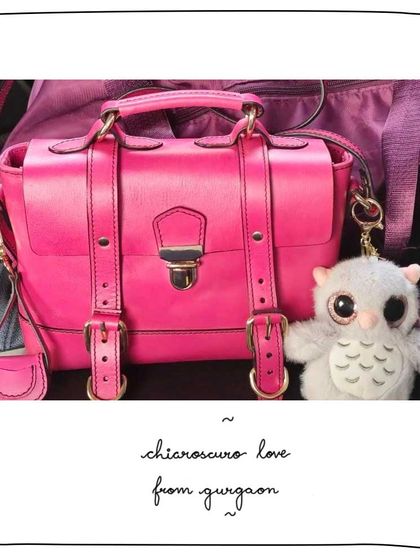 A pop of punk pink from Priyanka in Gurgaon. Her Bennet satchel and Mini Gigi charm in Candy pink are a fun and bold statement.