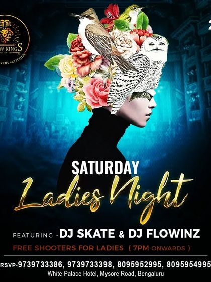 A "Saturday Ladies Night" flyer for my gig at Brew Kings, a venue on Mysore Road.