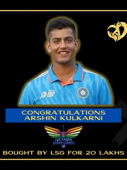 Congratulations to Arshin Kulkarni for being selected by Lucknow Super Giants for the IPL. His journey is an inspiration to all our young cricketers.
