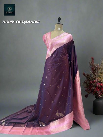 A beautiful and budget-friendly soft silk saree in a deep wine and pink combination, priced at just 1990.