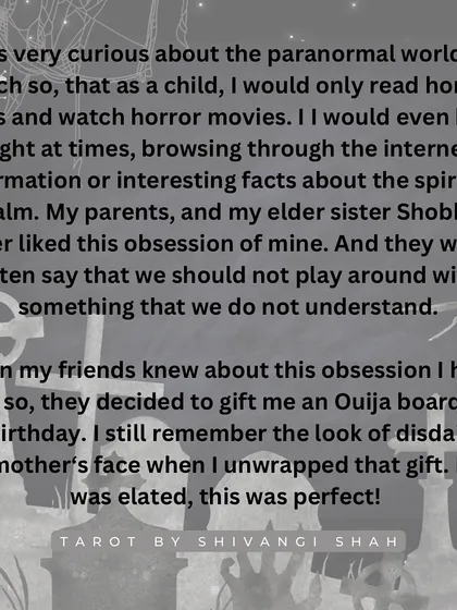The cautionary tale of a 16-year-old who played with an Ouija board alone and became attached to a spirit named Lily.