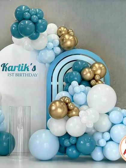 A final look at the beautiful and modern setup for Kartik's first birthday celebration.