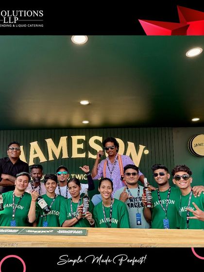 Our team at the Jameson bar during the Coldplay Mumbai concert. We managed multiple branded bars, ensuring every guest had an exceptional experience.