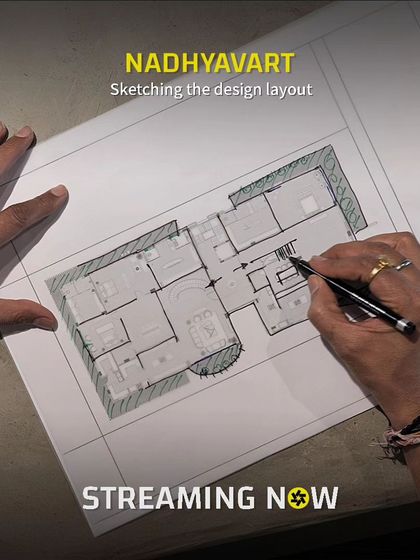 The journey of 'Nadhyavart' started here, with a hand-drawn sketch of the design layout. This initial plan is where I map out the flow and connection between spaces, laying the foundation for the entire project.