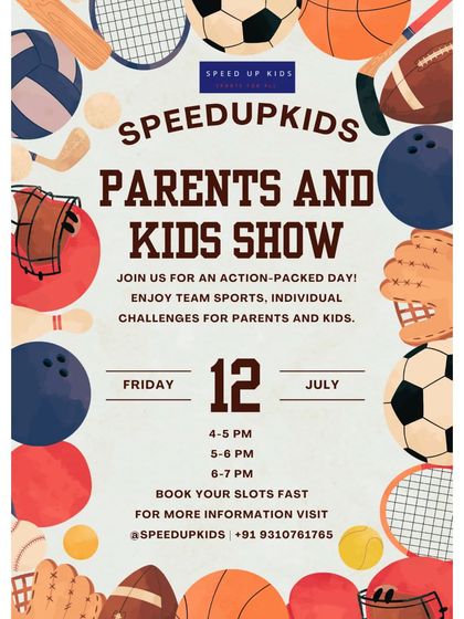 Here is an announcement for our 'Parents and Kids Show'. These action-packed days are a chance for families to enjoy team sports and individual challenges together.