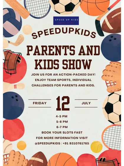 Here is an announcement for our 'Parents and Kids Show'. These action-packed days are a chance for families to enjoy team sports and individual challenges together.