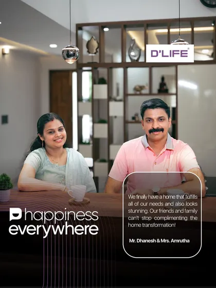 Mr. Dhanesh and Mrs. Amrutha were on a tight schedule for their housewarming, and I delivered. They now have a home that fulfills all their needs and looks stunning, earning compliments from friends and family.