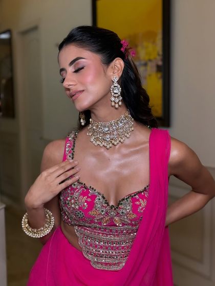 An eyes-closed shot to showcase the beautifully blended soft smokey eye.