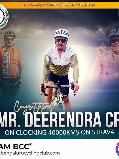 A huge congratulations to Mr. Deerendra CR on clocking 40,000 kms on Strava. Your endurance is truly remarkable.