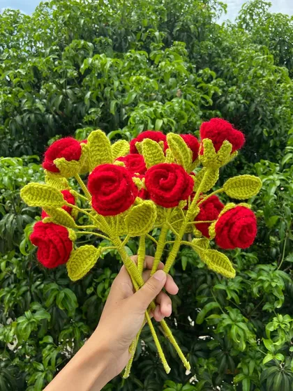 My new multi-head rose stems, where each stem has three beautiful red blooms.