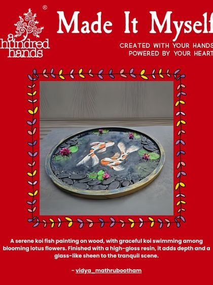 This serene koi fish painting on wood, finished with high-gloss resin, was another winner from our final week.