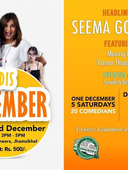 A poster for a December comedy event at Beers N' Cheers in Kathmandu.