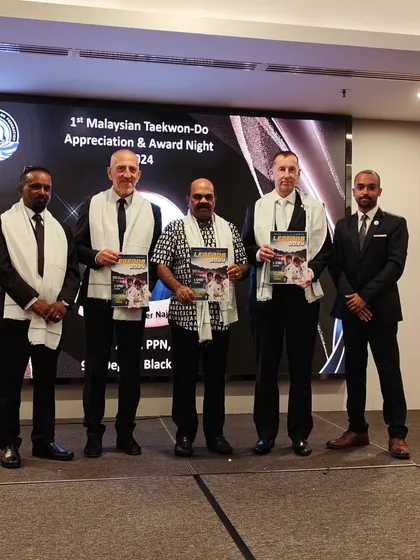 A proud moment as we present the Legends Magazine to Grandmaster Jedut, Grandmaster Paul McPhail, and Grandmaster Nazmi in Malaysia.