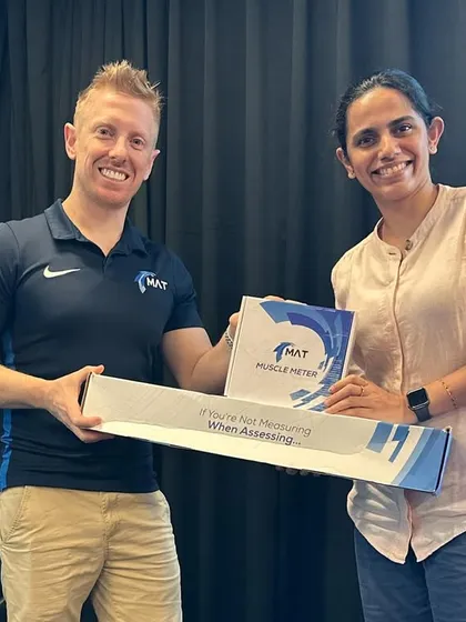 With the instructor after successfully completing the Movement Assessment Tool (MAT) course. Lifelong learning is key to unlocking potential, both for myself and for my clients.