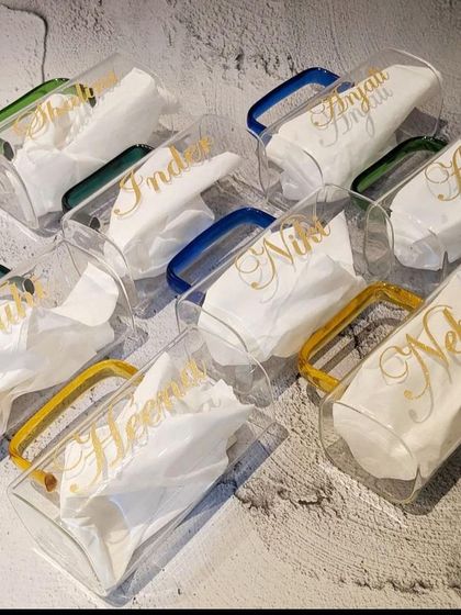 We love preparing bulk orders for special events. Here's a set of our personalised square glasses ready to be gifted as party favors.