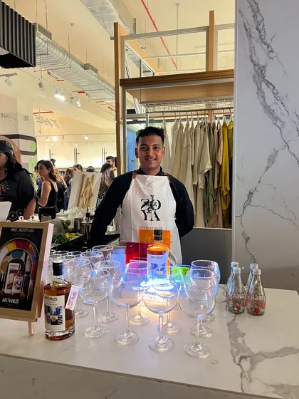Ready to serve at a retail store event. We can set up a pop-up bar in any commercial space to attract and engage customers.