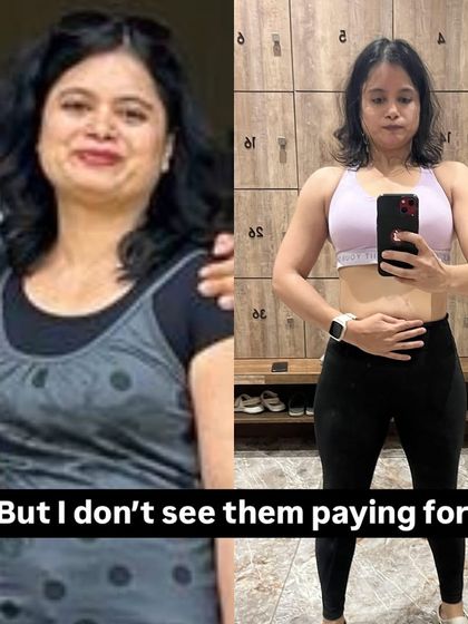 This client's journey from a fuller figure to a fit and confident woman in gym attire shows that transformation is possible for everyone, regardless of their starting point.