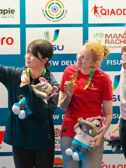 The winners of the 10M Air Rifle Women's event capture the moment. Our events are about creating memories of triumph and sportsmanship.