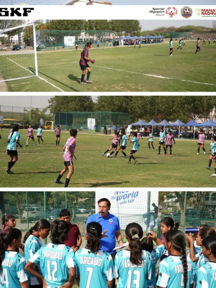 Action from the U-15 girls' football matches. We are committed to providing girls with equal opportunities to excel in sports.