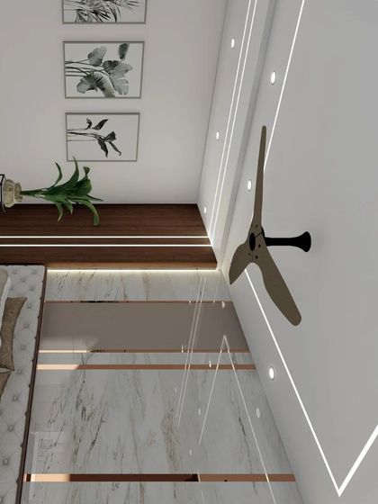 A duplicate of 94, showing the modern false ceiling with integrated linear lighting that adds a sophisticated touch to the bedroom.