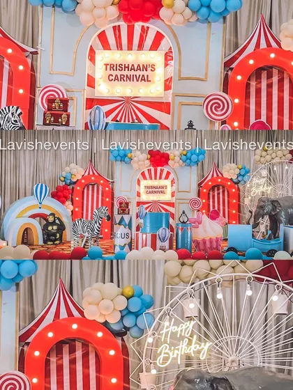 Welcome to the carnival! I love bringing big, imaginative themes to life for kids' parties. This setup shows how we use custom props, vibrant colors, and fun details to create an immersive experience.