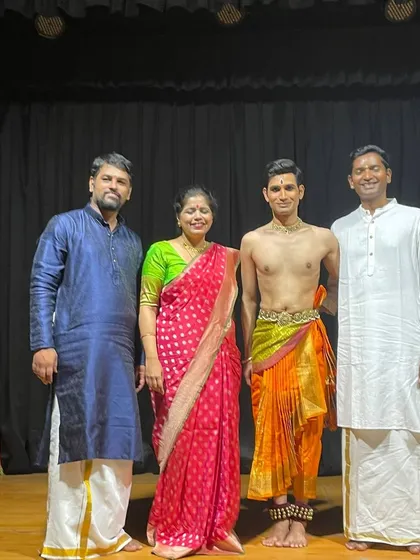 A post-performance photograph with the wonderful musicians from the Raindrop festival. Their artistry provides the energy and emotion for the dance.