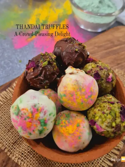These Thandai Truffles are a crowd-pleasing delight for Holi. They are bite-sized treats that combine the traditional flavor of thandai with the richness of white and dark chocolate.