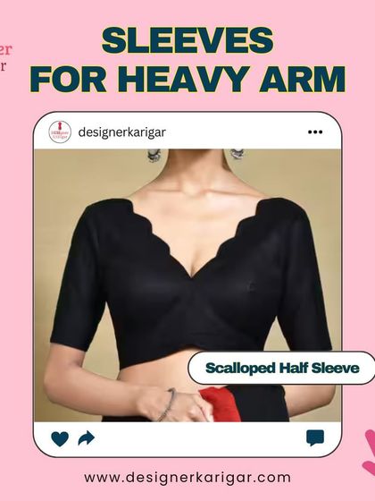 Custom sleeves can make all the difference. This scalloped half-sleeve in a simple black fabric is an elegant and flattering option that provides comfortable arm coverage.