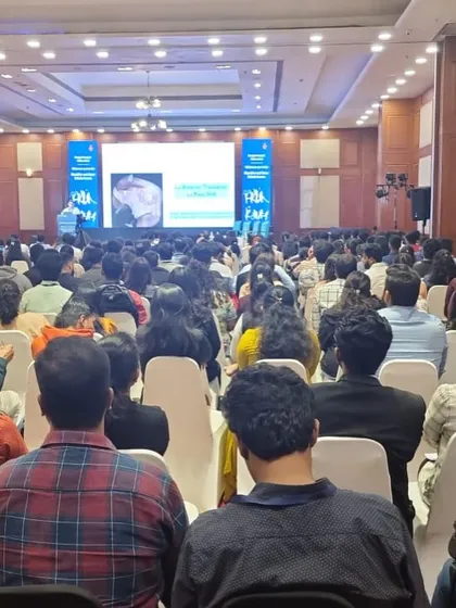 Addressing a packed hall of medical professionals. My goal is to contribute to the growing body of knowledge in sports rehabilitation and help raise the standard of care across India.