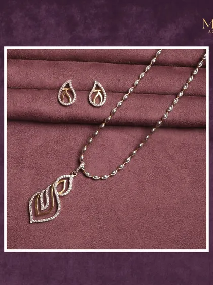 Delicate charm and minimalist shine. This leaf-inspired diamond pendant and earring set is perfect for those who love subtle sophistication in their daily jewellery.