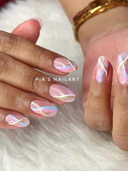 Pastel swirls with a touch of gold glitter. This design is soft, dreamy, and perfect for any occasion.