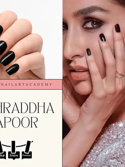 A classic and chic look inspired by Shraddha Kapoor. We teach how to achieve this flawless, high-gloss black manicure.