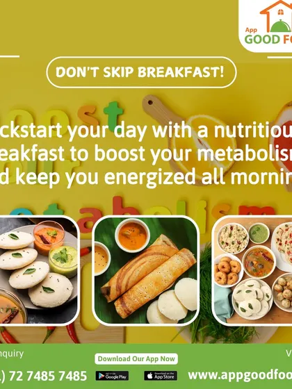 Don't skip breakfast. Kickstart your day with a nutritious South Indian breakfast of idli or dosa to boost your metabolism and keep you energized.