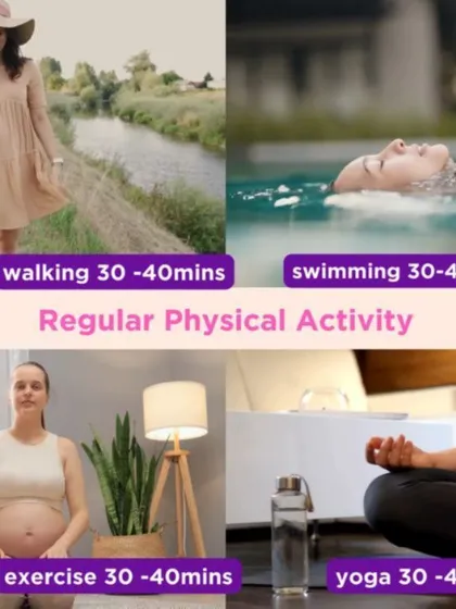 Regular physical activity, such as 30-40 minutes of walking, swimming, or prenatal yoga, is a key component of managing gestational diabetes and staying healthy.