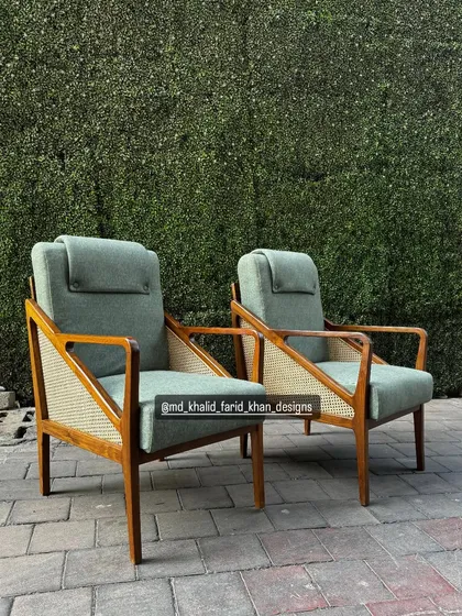 Front-side view of the custom lounge chairs.