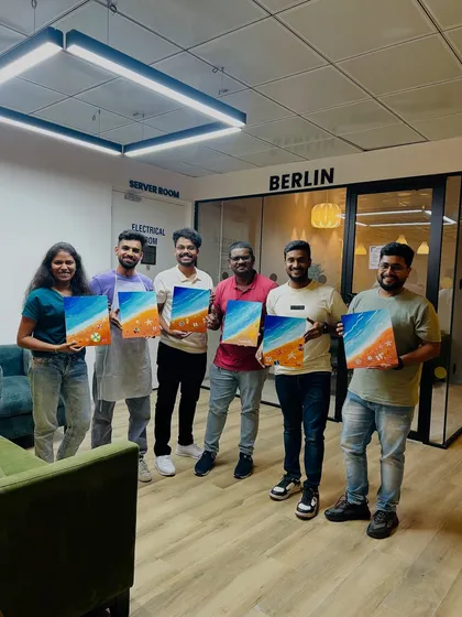 Art is a fantastic way for teams to connect outside the office. In this corporate workshop, colleagues got to unwind and unleash their creativity, painting side by side and creating a fun, shared memory.
