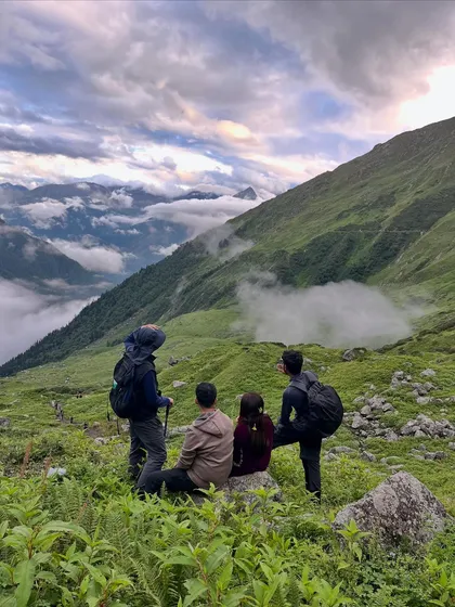 A group enjoying the view on the Yulla Kanda trek. It's a journey of both adventure and spirituality.
