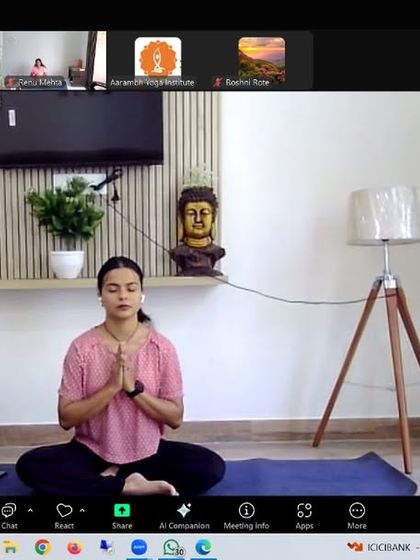 A moment of gratitude and centering at the end of a stress management session. We conclude our practice by bringing our hands to the heart center, acknowledging the peace we've cultivated.