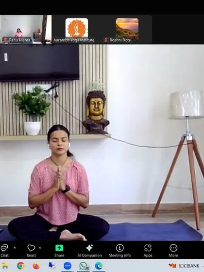 A student begins a session in our Stress Management Yoga Workshop. The initial moments of centering and prayer help set a peaceful intention for the practice, allowing the mind to transition from a state of business to one of calm.
