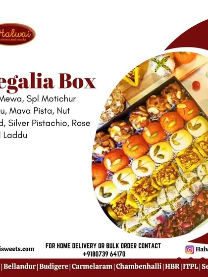 Our Regalia Box is perfect for Dussehra and Diwali, featuring Gur Mewa, Motichur Laddu, Mava Pista, and more. It's a grand gesture for your most important celebrations.