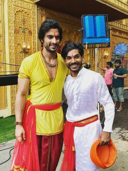 On set with actor Gashmeer Mahajani for a Ganpati song shoot at Film City. It's always a pleasure to work with talented actors from the industry.