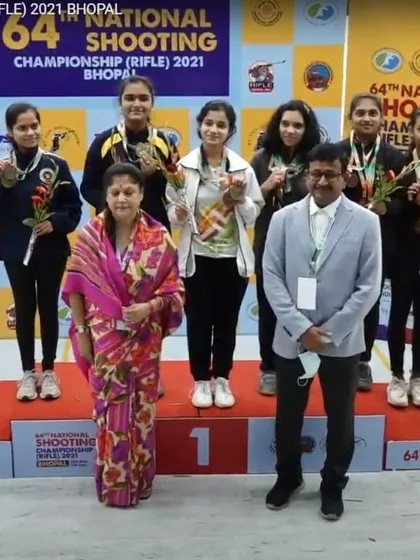 The women's team on the podium, a proud moment for the academy and a testament to the strength of our female shooters.